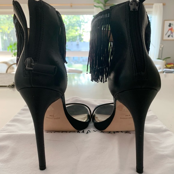 Black BCBGMaxAzria stiletto sandals w/ tassels - Picture 7 of 7